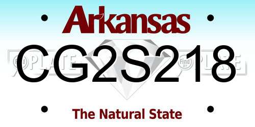 CG2S218 Arkansas License Plate
