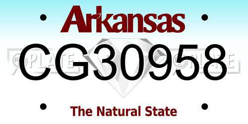 CG30958 Arkansas License Plate