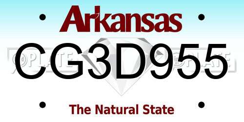 CG3D955 Arkansas License Plate
