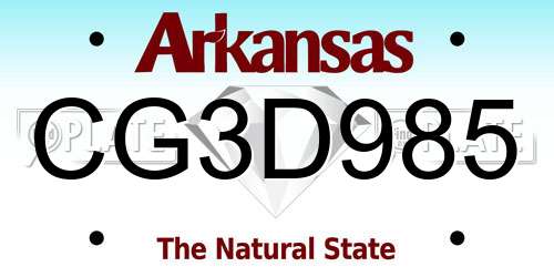 CG3D985 Arkansas License Plate