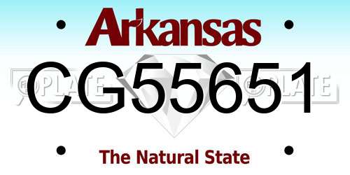 CG55651 Arkansas License Plate