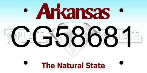 CG58681 Arkansas License Plate