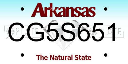 CG5S651 Arkansas License Plate