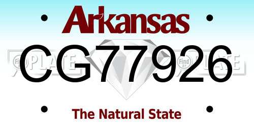CG77926 Arkansas License Plate