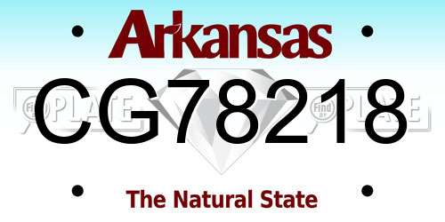CG78218 Arkansas License Plate