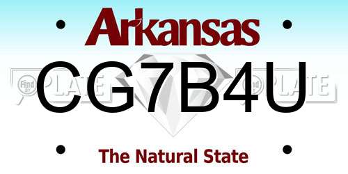 CG7B4U Arkansas License Plate