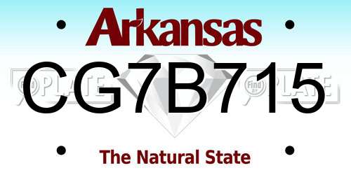 CG7B715 Arkansas License Plate