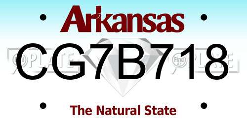 CG7B718 Arkansas License Plate