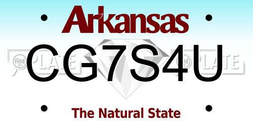 CG7S4U Arkansas License Plate
