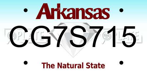 CG7S715 Arkansas License Plate