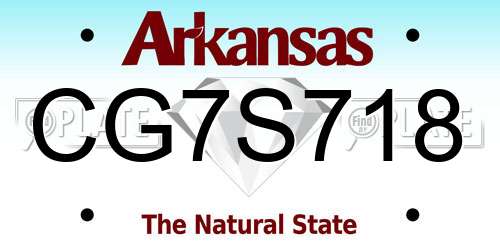 CG7S718 Arkansas License Plate