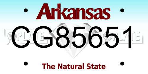 CG85651 Arkansas License Plate