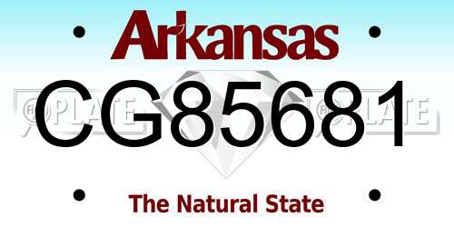 CG85681 Arkansas License Plate