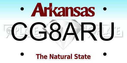 CG8ARU Arkansas License Plate
