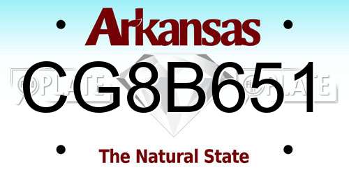 CG8B651 Arkansas License Plate