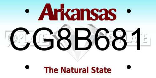 CG8B681 Arkansas License Plate