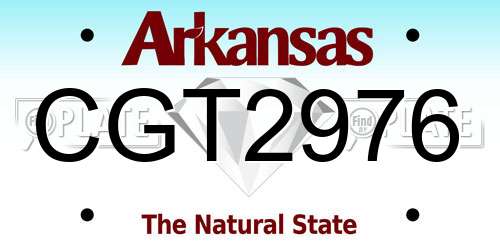 CGT2976 Arkansas License Plate