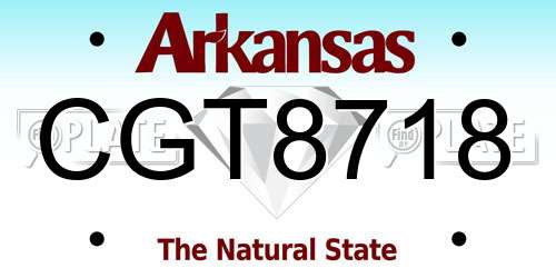 CGT8718 Arkansas License Plate