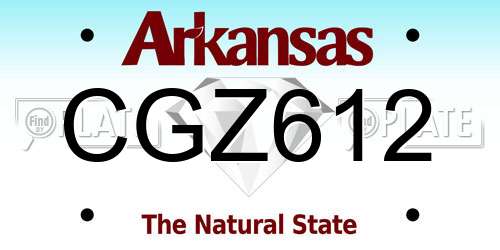 CGZ612 Arkansas License Plate