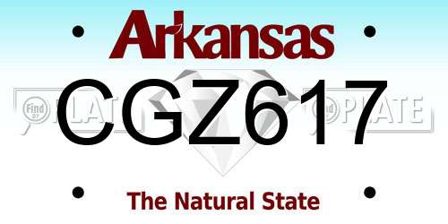 CGZ617 Arkansas License Plate