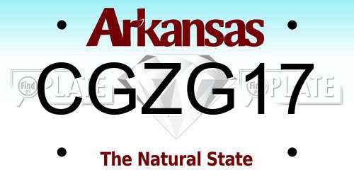 CGZG17 Arkansas License Plate
