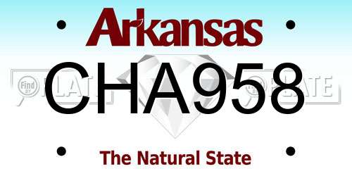 CHA958 Arkansas License Plate