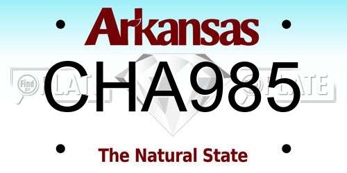 CHA985 Arkansas License Plate