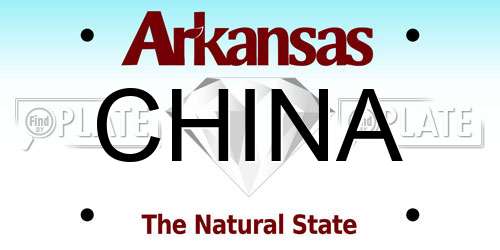 CHINA Arkansas License Plate