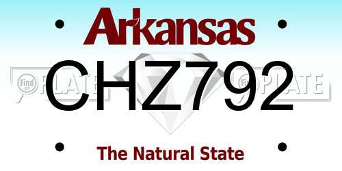 CHZ792 Arkansas License Plate