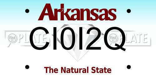 CI0I2Q Arkansas License Plate