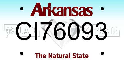 CI76093 Arkansas License Plate