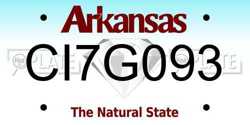 CI7G093 Arkansas License Plate