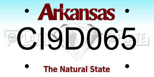 CI9D065 Arkansas License Plate