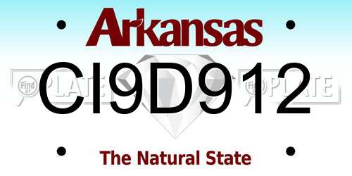 CI9D912 Arkansas License Plate