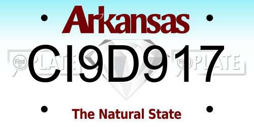 CI9D917 Arkansas License Plate