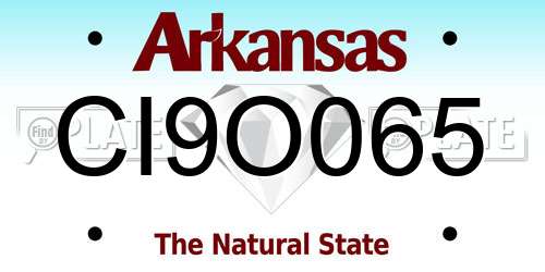 CI9O065 Arkansas License Plate
