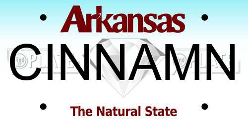 CINNAMN Arkansas License Plate