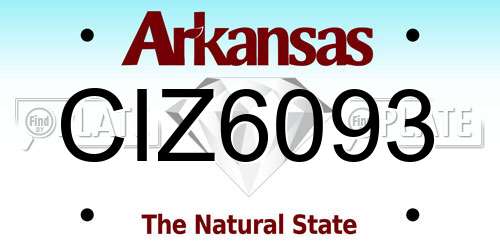 CIZ6093 Arkansas License Plate