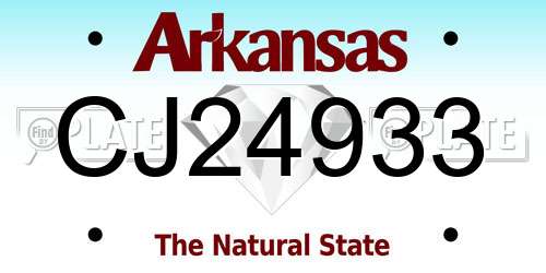 CJ24933 Arkansas License Plate