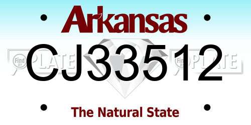 CJ33512 Arkansas License Plate