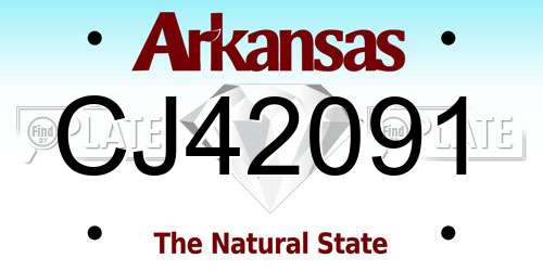 CJ42091 Arkansas License Plate