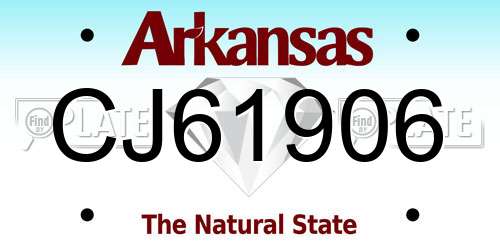 CJ61906 Arkansas License Plate