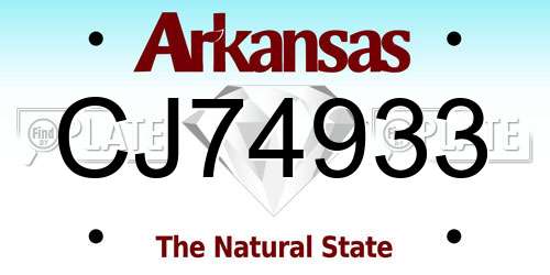 CJ74933 Arkansas License Plate