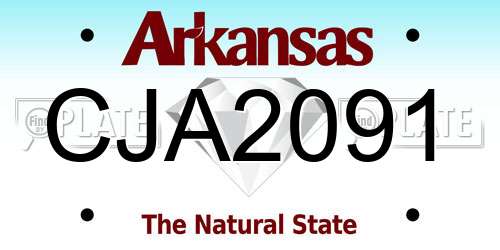CJA2091 Arkansas License Plate