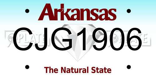 CJG1906 Arkansas License Plate