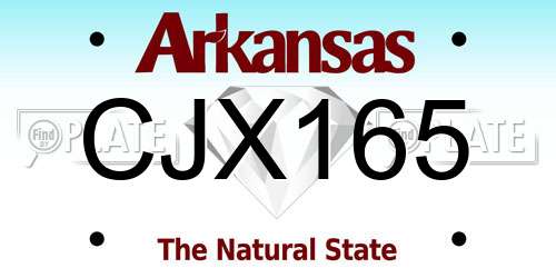 CJX165 Arkansas License Plate