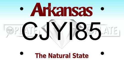 CJYI85 Arkansas License Plate