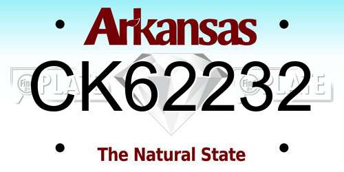CK62232 Arkansas License Plate