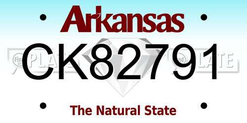 CK82791 Arkansas License Plate