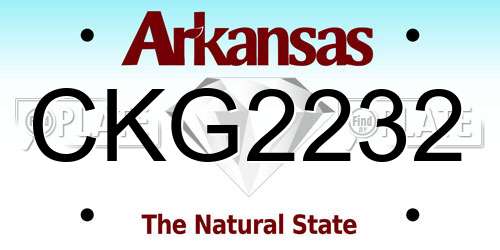 CKG2232 Arkansas License Plate